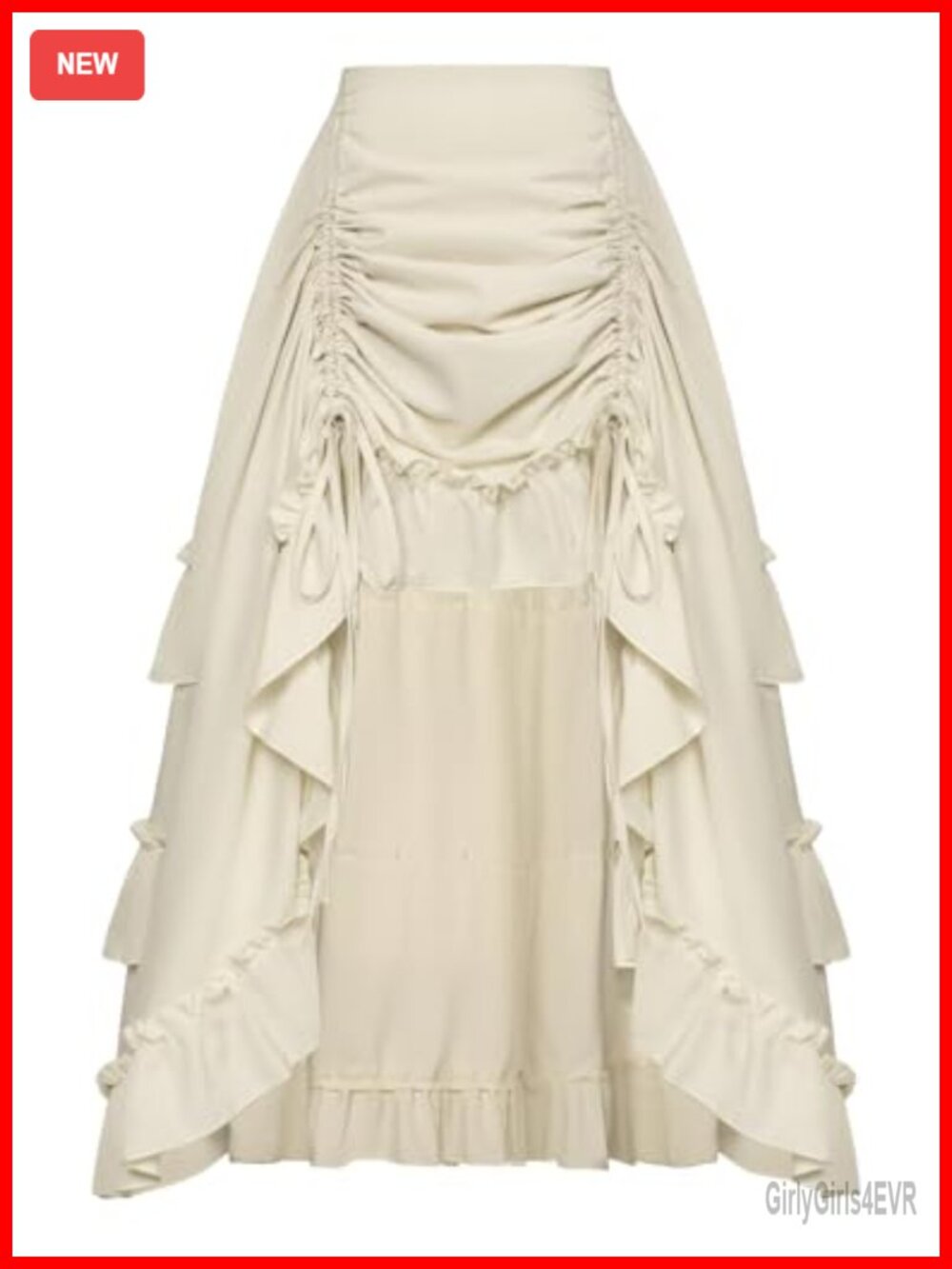 Renaissance High Low Maxi Skirt Smocked Waist Ruffle Hem Cosplay